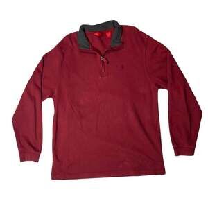 IZOD 1/4 Zip Pullover Mens‎ XL Red Mock Neck Cotton Sweater